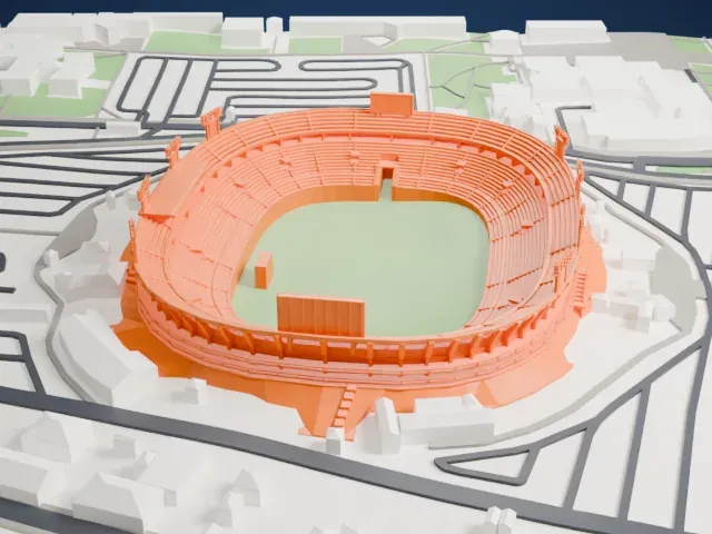 Estadio Universitario (UANL) model, South view