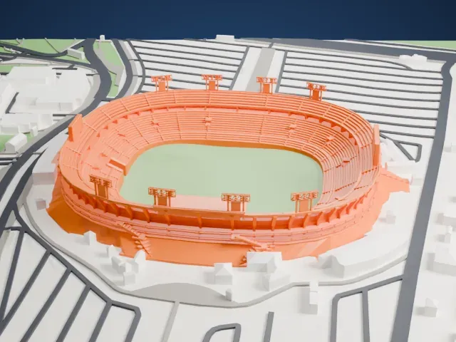 Estadio Universitario (UANL) model, West view