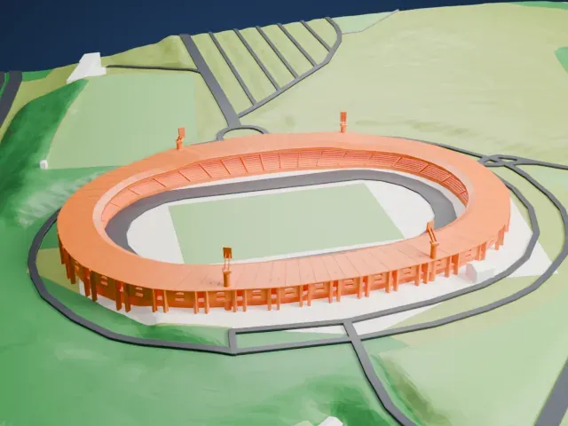 Estadio Verónica Boquete de San Lázaro model, East view