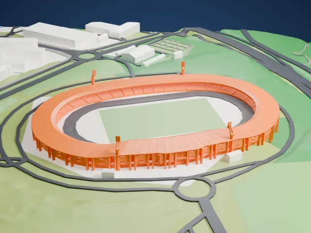 Estadio Verónica Boquete de San Lázaro model, West view