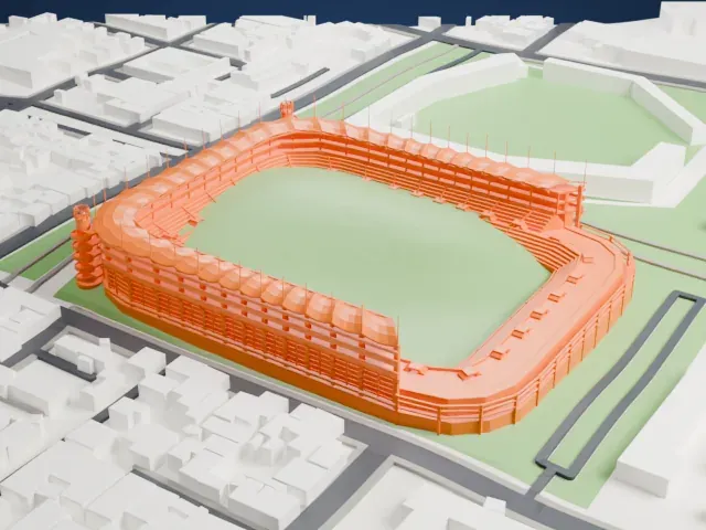 Estadio Victoria model, West view