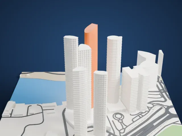 Etihad Tower 2 model, North view