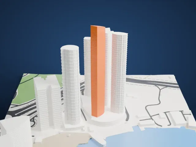 Etihad Tower 2 model, South view
