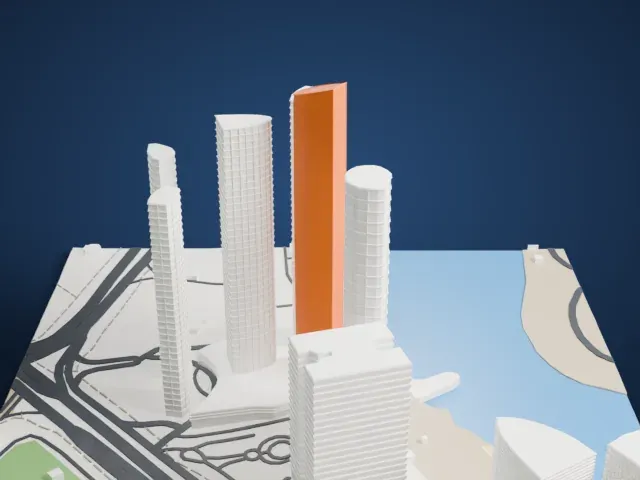 Etihad Tower 2 model, West view