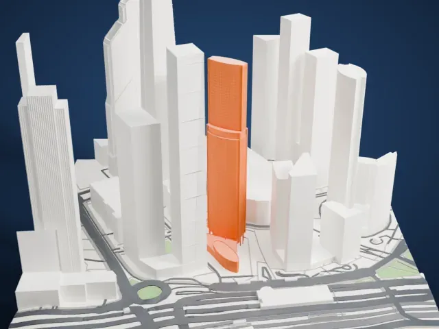 Eurasia (skyscraper) model, West view
