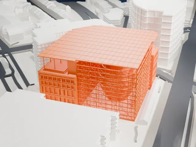 Europa building model, East view
