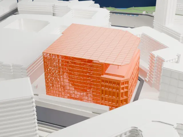 Europa building model, North view