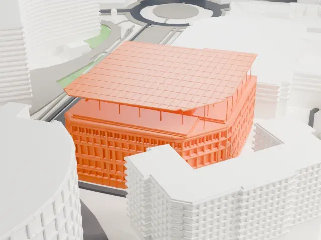 Europa building model, West view