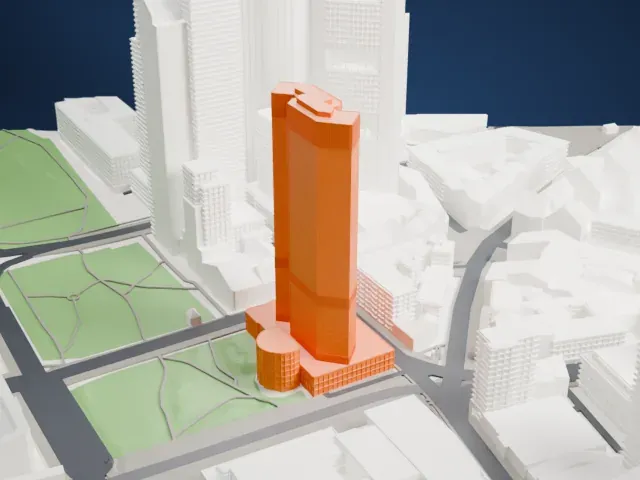 Eurotower (Frankfurt am Main) model, South view