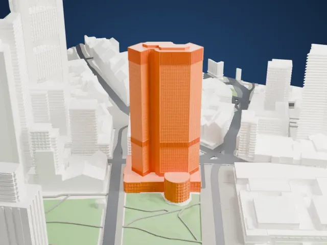 Eurotower (Frankfurt am Main) model, West view