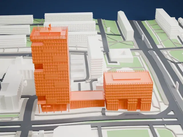 Eurotower (Zagreb) model, East view