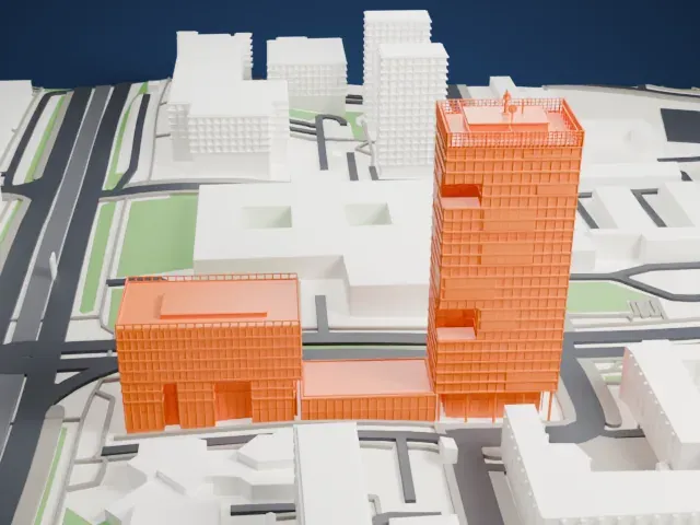 Eurotower (Zagreb) model, West view