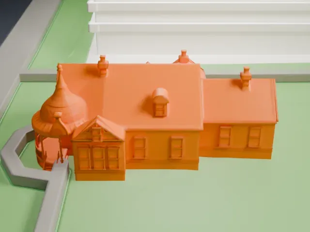 Evans House model, East view
