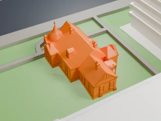 Evans House model, North view