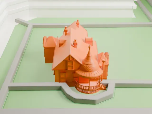 Evans House model, South view