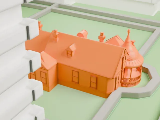 Evans House model, West view