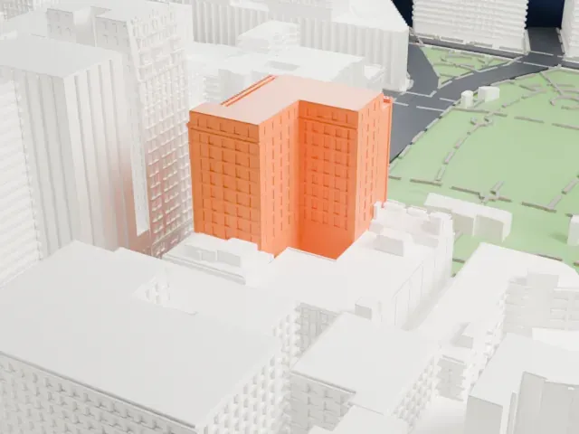 Everett Building model, North view