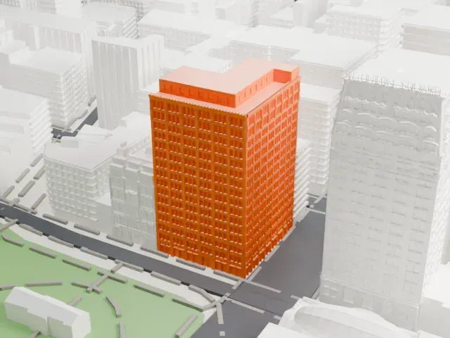 Everett Building model, South view
