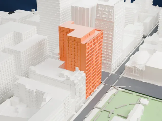 Everett Building model, West view