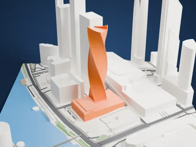 Evolution Tower model, East view
