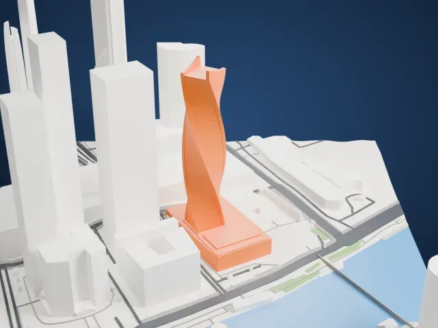 Evolution Tower model, South view