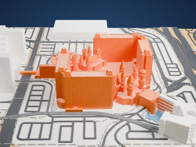 Excalibur Hotel and Casino model, East view