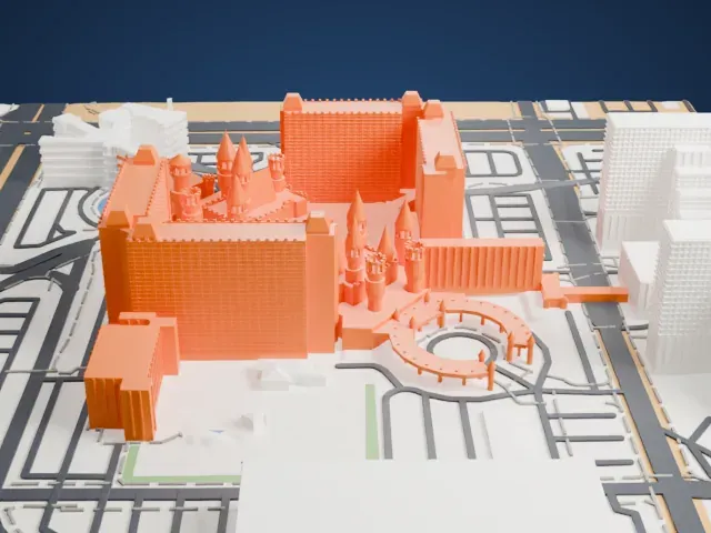 Excalibur Hotel and Casino model, West view