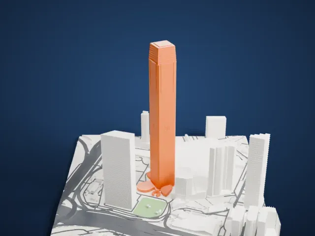 The Exchange 106 model, East view
