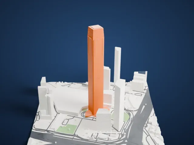 The Exchange 106 model, South view