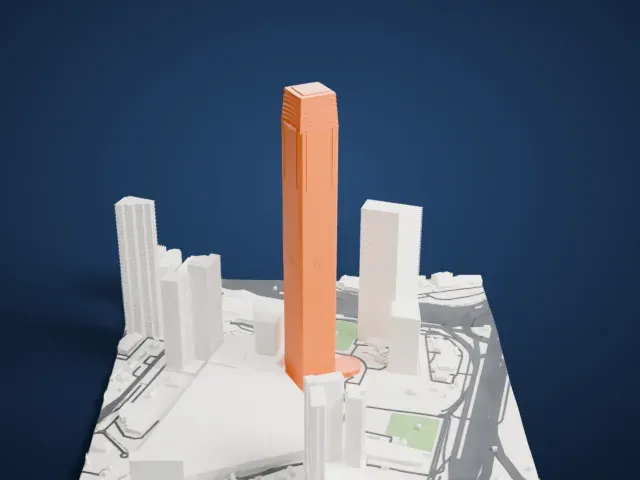 The Exchange 106 model, West view