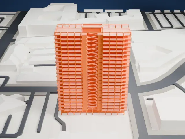 Executive Towers model, South view