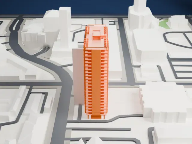 Executive Towers model, West view