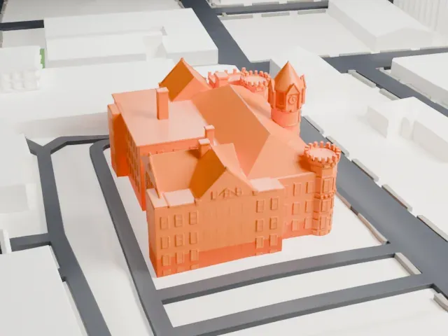 Fairfield County Courthouse, Bridgeport model, West view