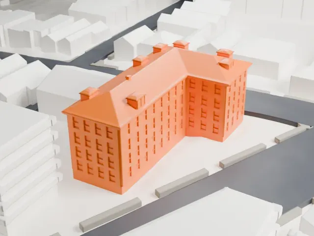 Fairmount Apartments, Jersey City model, South view
