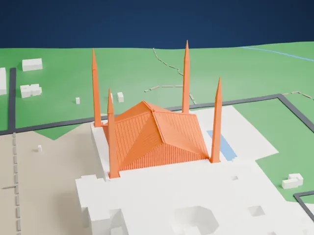 Faisal Mosque model, East view