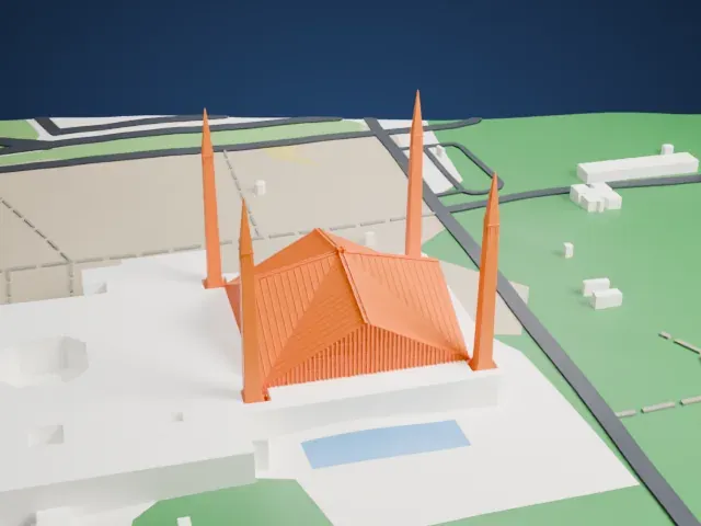 Faisal Mosque model, North view