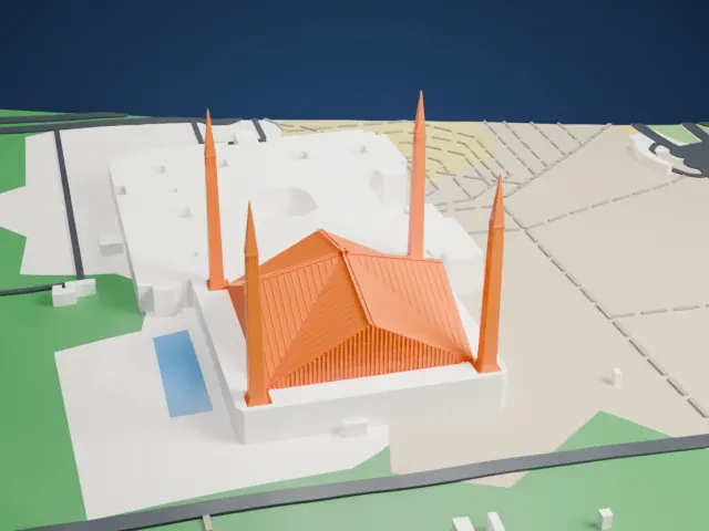 Faisal Mosque model, West view