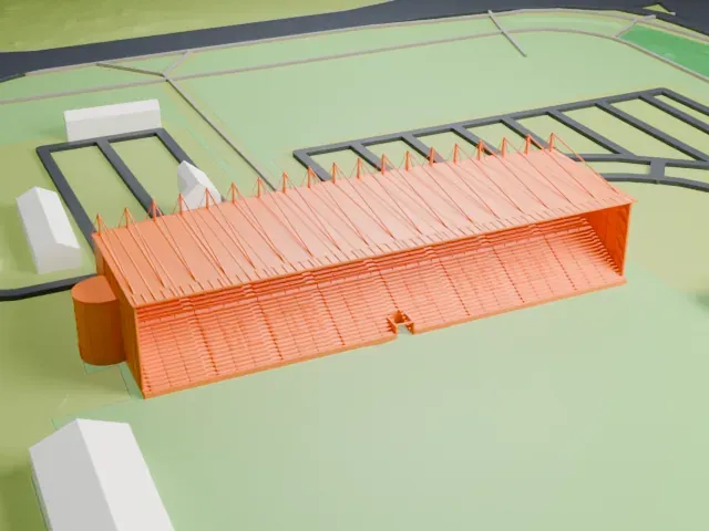 Falkirk Stadium model, East view