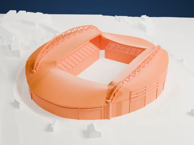 Falmer Stadium model, East view