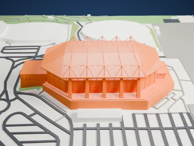 Farmasi Arena model, East view