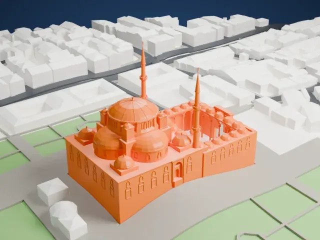 Fatih Mosque, Istanbul model, East view