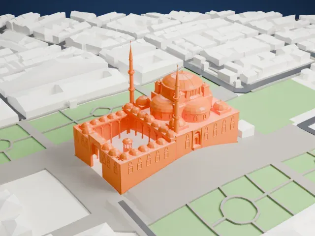 Fatih Mosque, Istanbul model, West view