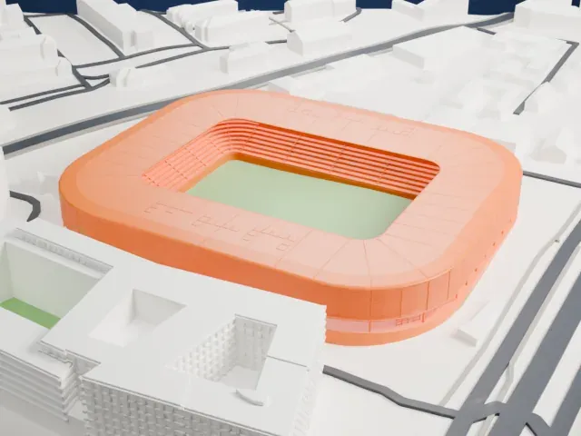 Ferencváros Stadion model, East view