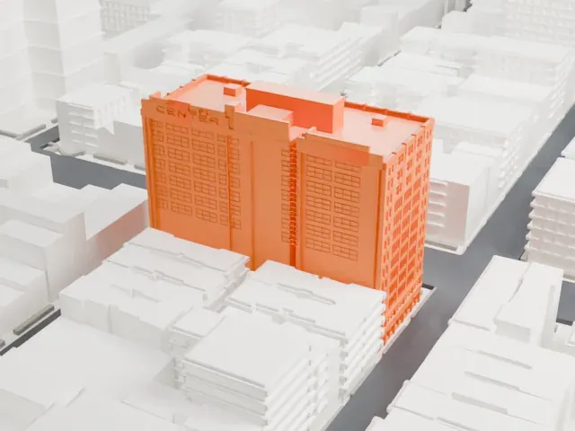 Film Center Building model, East view