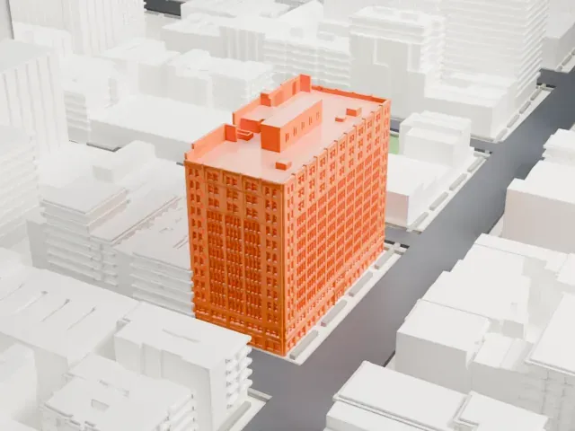 Film Center Building model, North view