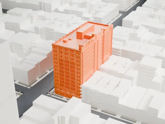 Film Center Building model, South view