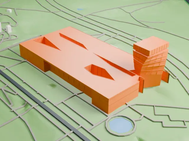 Fine Arts Museums of San Francisco model, East view