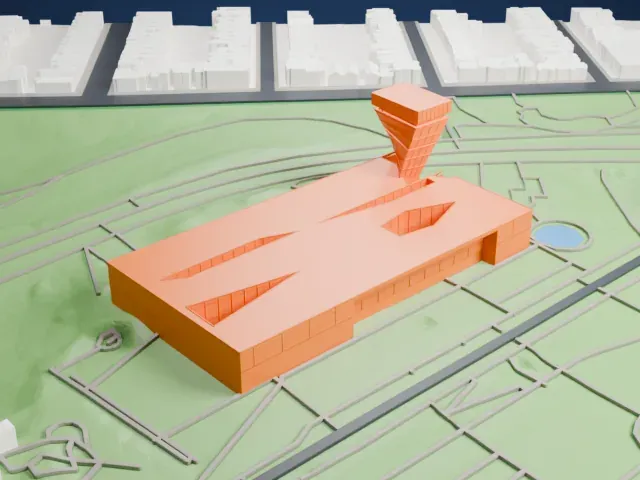 Fine Arts Museums of San Francisco model, South view