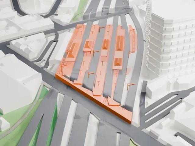 Finsbury Park station model, North view