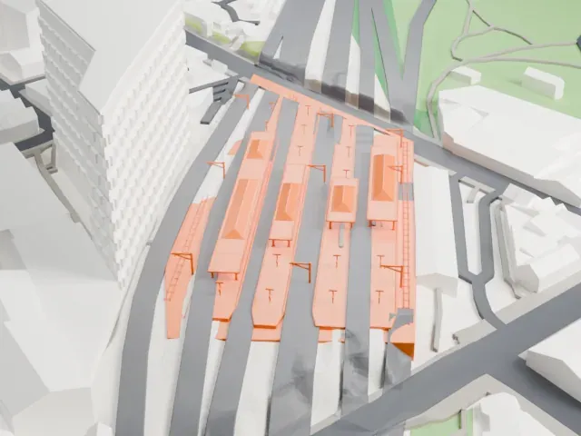Finsbury Park station model, South view